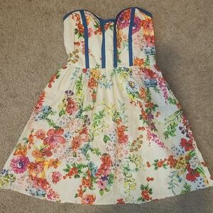 Kandy Kiss Floral Mini Dress with Blue Trim